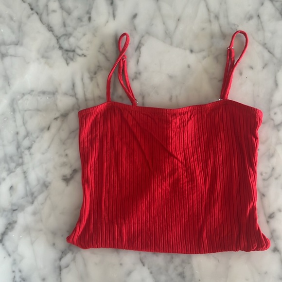 Red Revamped Ribbed Square-neck bodysuit - Picture 5 of 5